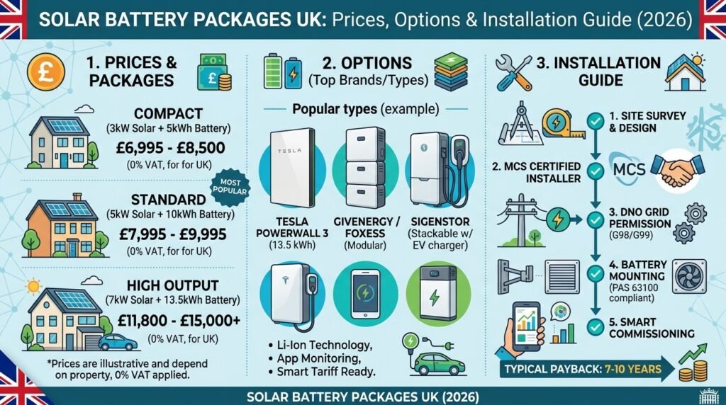 Read more about the article Solar Battery Packages UK: Prices, Options & Installation Guide