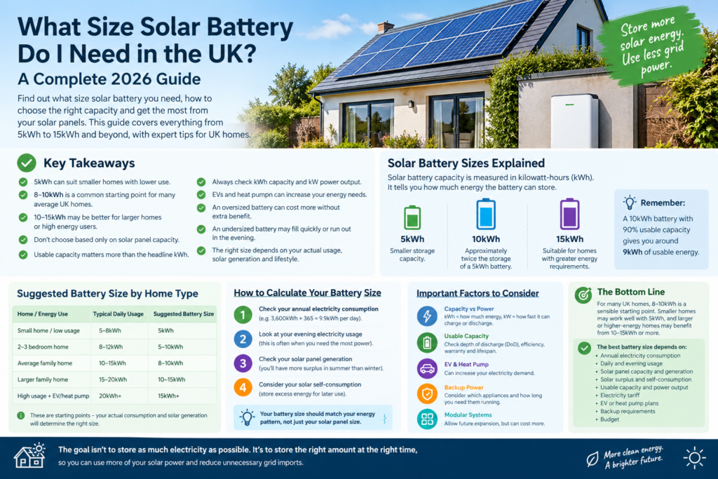 Read more about the article What Size Solar Battery Do I Need in the UK? A Complete 2026 Guide